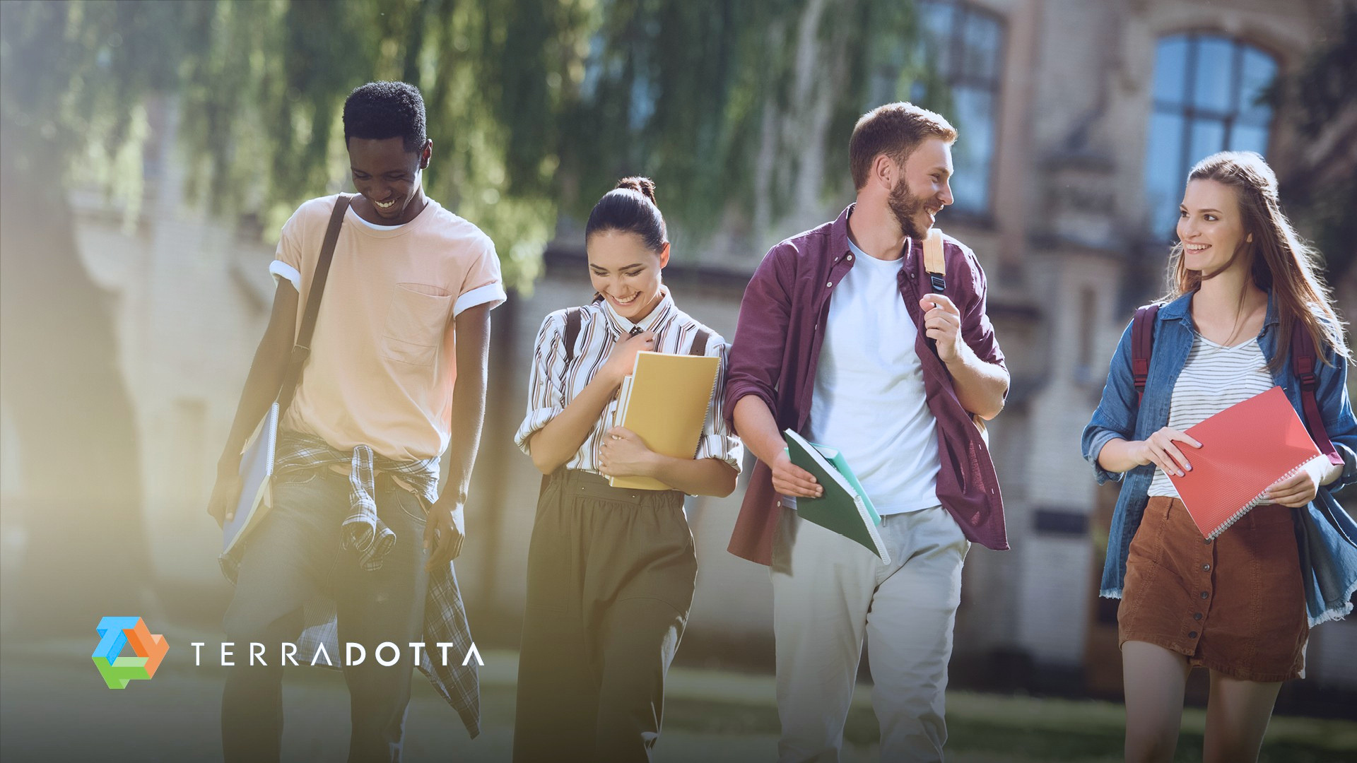 Students walk contentedly to class